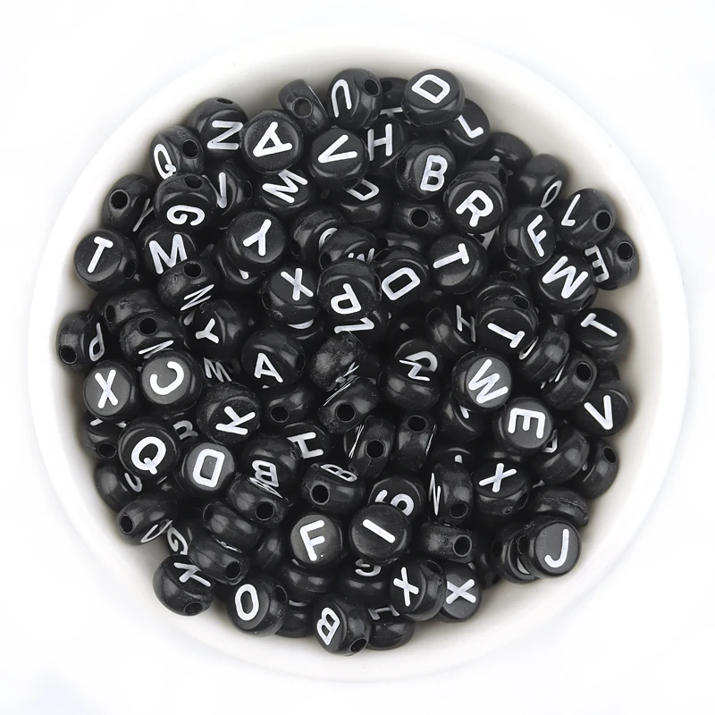 Acrylic 100PCS English Letter Beads DIY 7mm Black White Color Alphabet Bead For Jewelry Needlework Bracelet Necklace Accessories
Acrylic 100PCS English Letter Beads DIY 7mm Black White Color Alphabet Bead For Jewelry Needlework Bracelet Necklace Accessories