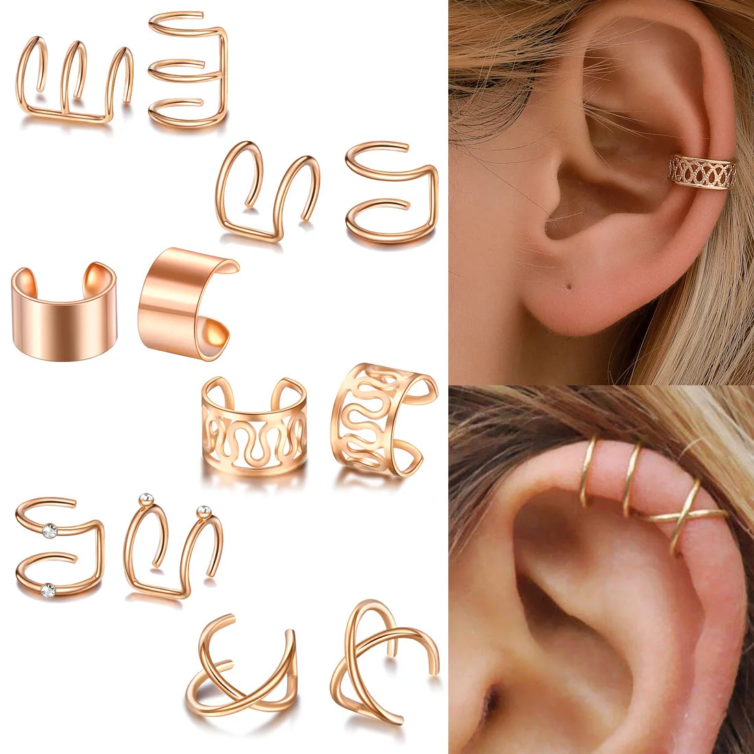 Fashion metal clip earrings 12-piece set for women men ear clip spiral cartilage pierced earrings jewelry fake piercing
Fashion metal clip earrings 12-piece set for women men ear clip spiral cartilage pierced earrings jewelry fake piercing