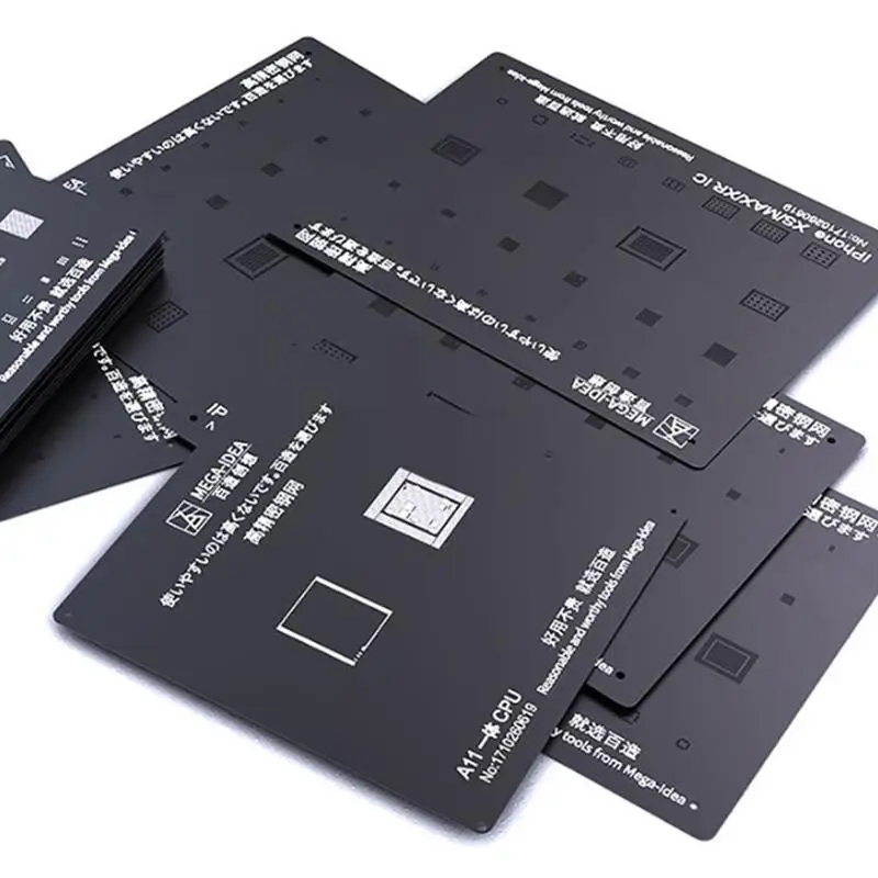 Black Steel BGA Reballing Stencil Kit IC/CPU Chip Tin Planting Soldering Net for iPhone 11 11Pro XS XS MAX XR X 8P 8 7P 7 6S 6
Black Steel BGA Reballing Stencil Kit IC/CPU Chip Tin Planting Soldering Net for iPhone 11 11Pro XS XS MAX XR X 8P 8 7P 7 6S 6