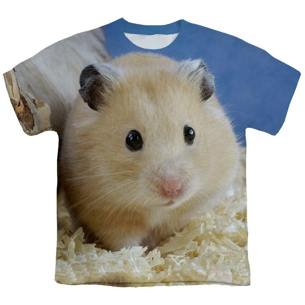 Мужские футболки с 3D-принтом хомяка в виде бычьей свинки женская и детская