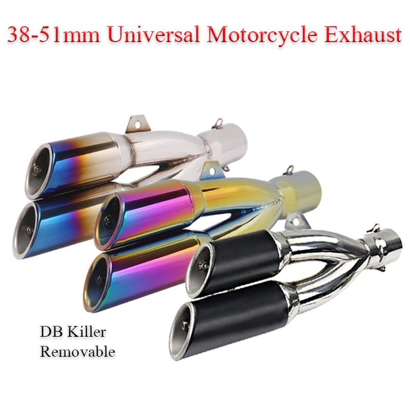 For Z800 S1000RR NC700 R3 GW250 CBR300 RC390 38-51mm Universal Motorcycle Exhaust Pipe Double Outlet Muffler Pipe Escape Moto
For Z800 S1000RR NC700 R3 GW250 CBR300 RC390 38-51mm Universal Motorcycle Exhaust Pipe Double Outlet Muffler Pipe Escape Moto