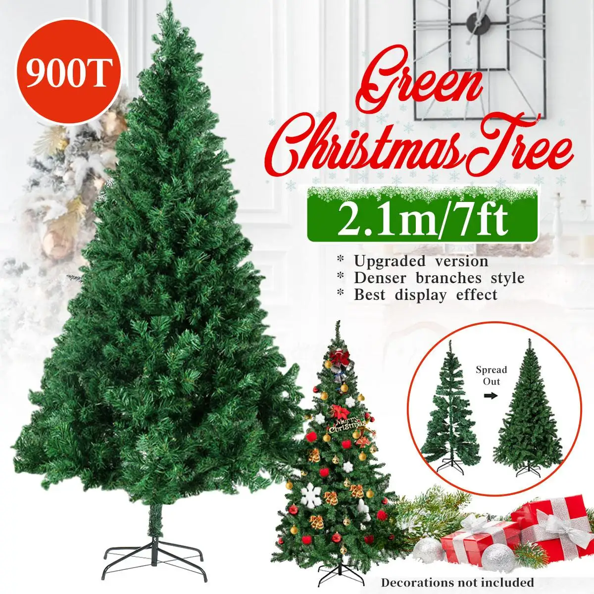 

Зеленая искусственная Рождественская елка 210 см, новогодняя декоративная Рождественская елка для дома, сада, Рождественское украшение