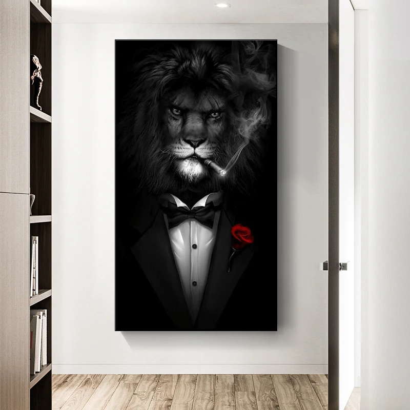 Black Wild Lion in a Suit Canvas Art Posters And Prints Abstract Lion Smoking a Cigar Canvas Paintings On the Wall Art Pictures 
Black Wild Lion in a Suit Canvas Art Posters And Prints Abstract Lion Smoking a Cigar Canvas Paintings On the Wall Art Pictures