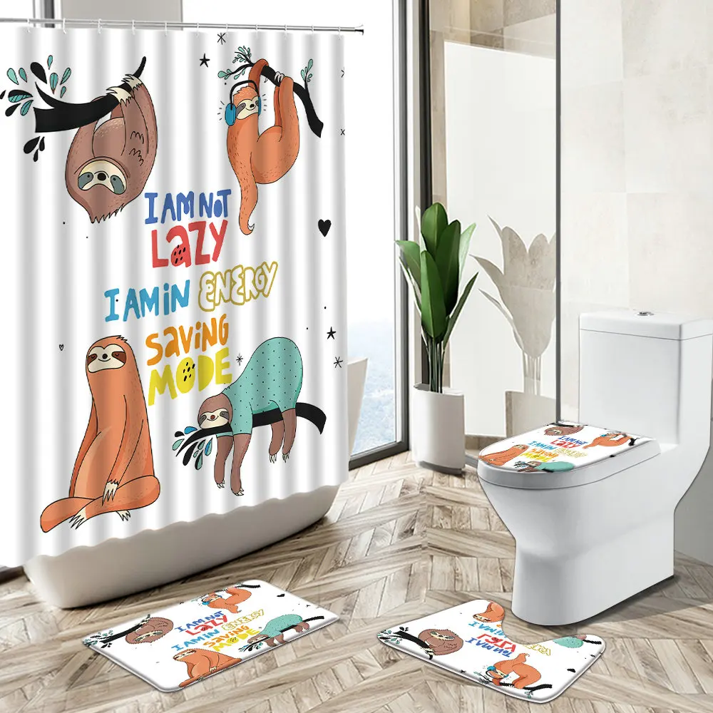 Cute Sloth Cartoon Animal Shower Curtain Set Non-Slip Pedestal Rug Toilet Cover Flannel Child Baby Bathroom Home Decoration
Cute Sloth Cartoon Animal Shower Curtain Set Non-Slip Pedestal Rug Toilet Cover Flannel Child Baby Bathroom Home Decoration
