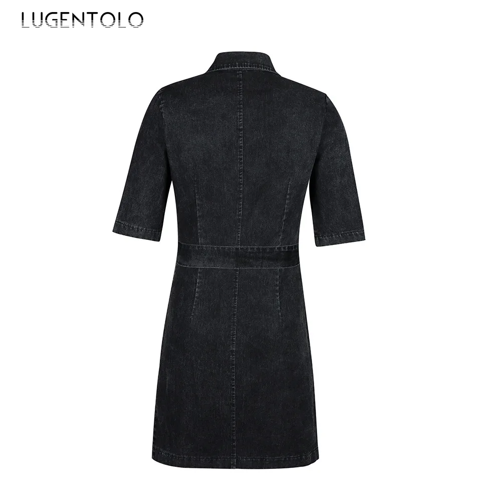 Lugentolo Sexy Denim Dress Women Summer Fashion High Waist Sashes Short Sleeve Turn-down Collar Solid Womens Midi Dress
Lugentolo Sexy Denim Dress Women Summer Fashion High Waist Sashes Short Sleeve Turn-down Collar Solid Womens Midi Dress