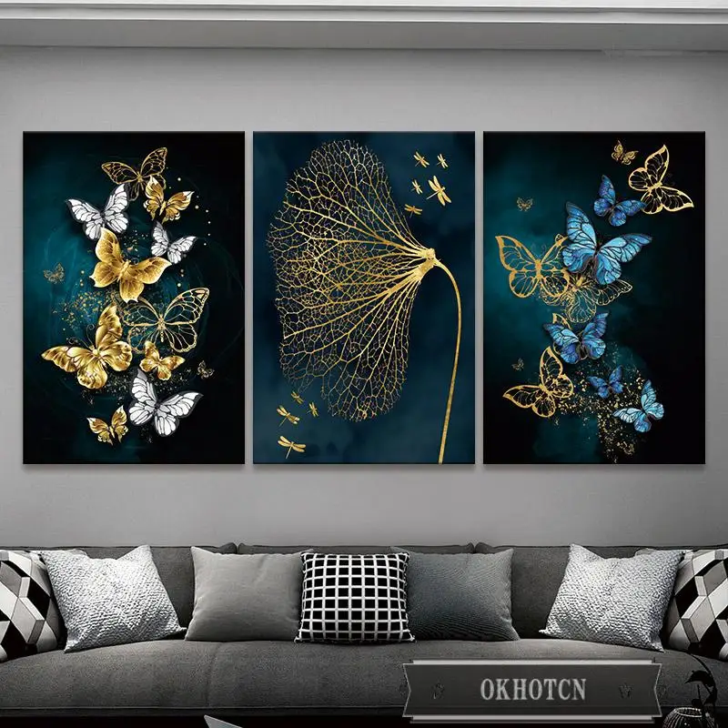 Modern Luxury Minimalist Poster Blue Background Gold Butterfly Canvas Painting Wall Art Mural Decoration for Living Room 
Modern Luxury Minimalist Poster Blue Background Gold Butterfly Canvas Painting Wall Art Mural Decoration for Living Room