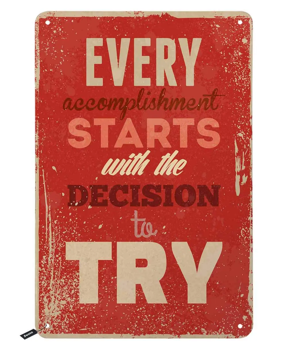 Quotes Tin Signs,Every Accomplishment Starts with Decision to Try Vintage Metal Tin Sign for Men Women,Wall Decor for
Quotes Tin Signs,Every Accomplishment Starts with Decision to Try Vintage Metal Tin Sign for Men Women,Wall Decor for