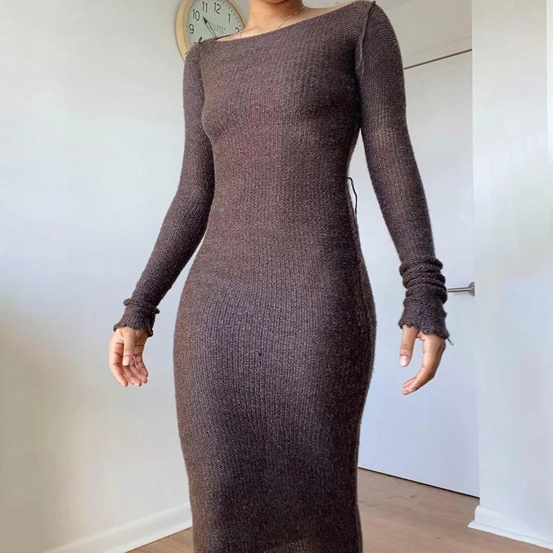 2021 New Women Sexy Knitting Pencil Dress Long Sleeve O-neck ankle-length Solid Hip Package Mature Women's Vestidos autumn
2021 New Women Sexy Knitting Pencil Dress Long Sleeve O-neck ankle-length Solid Hip Package Mature Women's Vestidos autumn