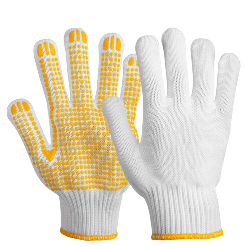 Rubber Labour gloves Cotton Yarn Yellow Non-slip Adhesive Serviceable Labour Gloves White 5Pair/lot
Rubber Labour gloves Cotton Yarn Yellow Non-slip Adhesive Serviceable Labour Gloves White 5Pair/lot