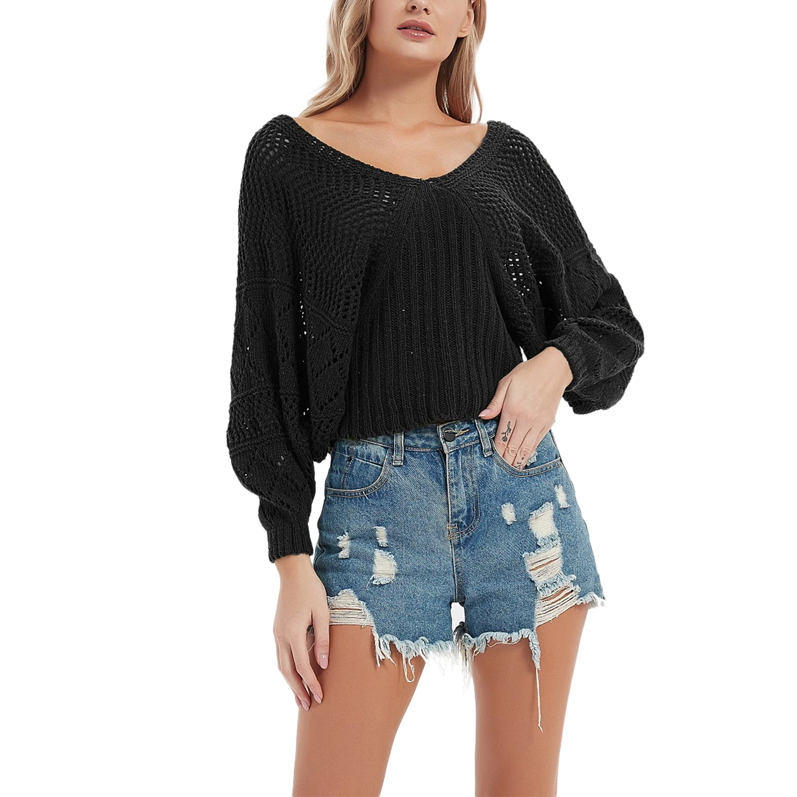 Long Batwing-Sleeves Knitted Pullover Women Autumn Hollow Out Sweater Solid Color Off-Shoulder for Girls 5 Colors
Long Batwing-Sleeves Knitted Pullover Women Autumn Hollow Out Sweater Solid Color Off-Shoulder for Girls 5 Colors