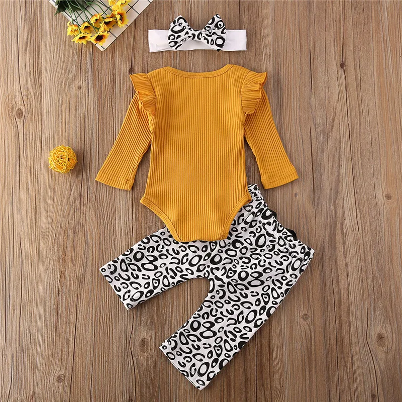 CANIS baby's sets Newborn Baby clothing Girls Ruffles Romper Tops Leopard printed long Pants Headband 3pcs Outfits Clothes 
CANIS baby's sets Newborn Baby clothing Girls Ruffles Romper Tops Leopard printed long Pants Headband 3pcs Outfits Clothes
