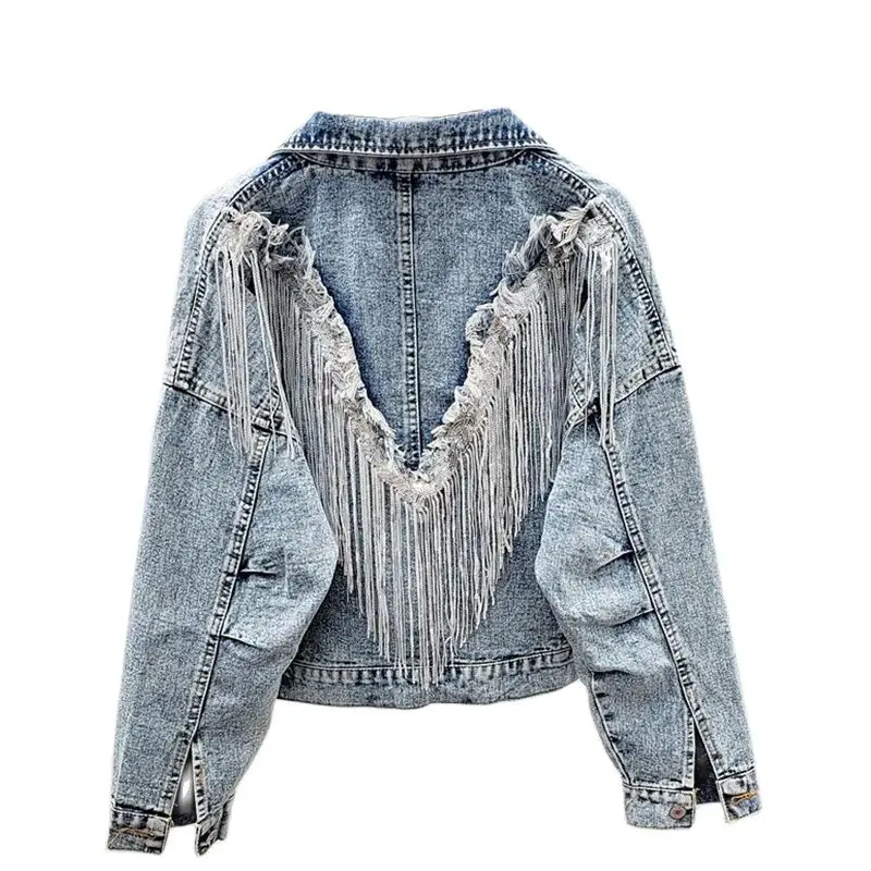 Denim jacket female sequins tassels loose and thin short top 2021 summer Korean fashion women's clothing
Denim jacket female sequins tassels loose and thin short top 2021 summer Korean fashion women's clothing