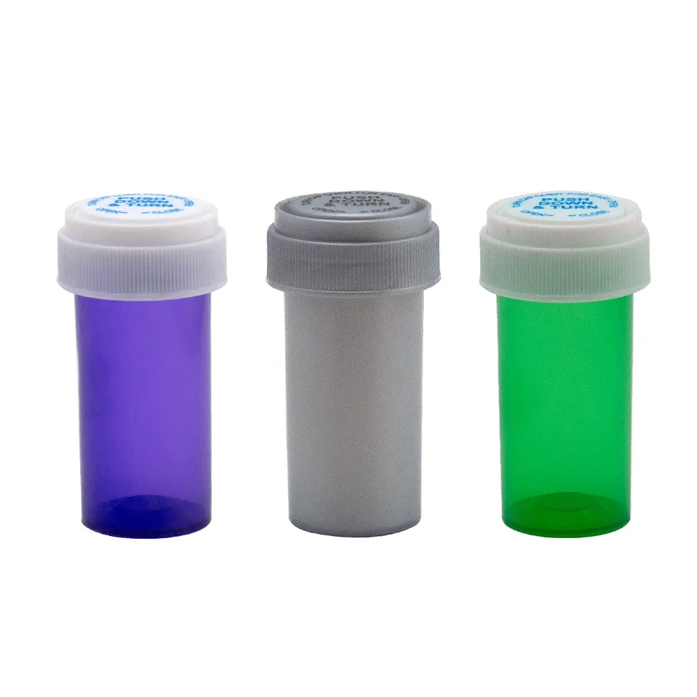 

HORNET 13 Dram Push Down & Turn Vial Container Acrylic Plastic Storage Stash Jar Pill Bottle Case Box Herb Container Pocket Size