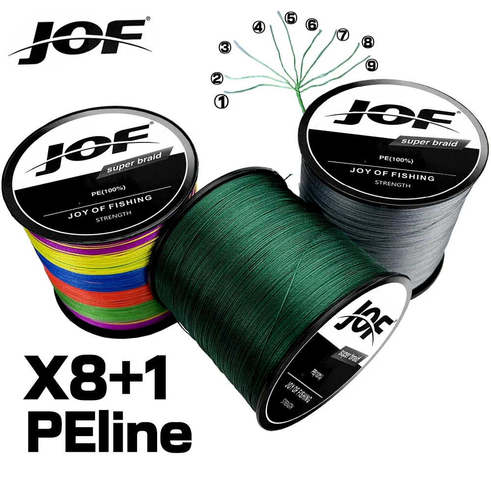 

JOF Braided Fishing Line 9 Strands Dia 0.14-0.55mm Weaves Multifilament PE Super Strong Saltwater Fishing Cord 300M 20lb-100lb