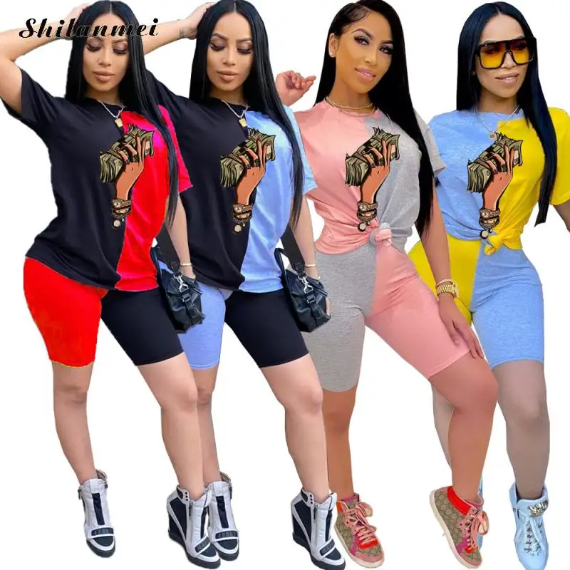 New Summer Plus Size Two Piece Set Women Casual Patchwork Matching Set Color Block Printed Top And Biker Shorts Sport Outfit 2xl
New Summer Plus Size Two Piece Set Women Casual Patchwork Matching Set Color Block Printed Top And Biker Shorts Sport Outfit 2xl