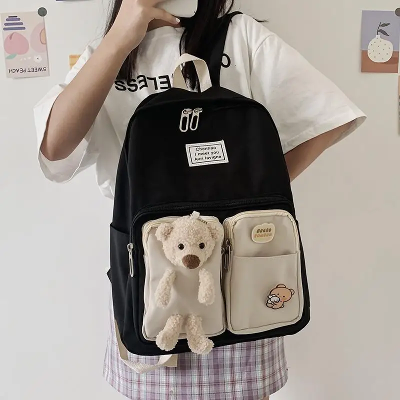 Women Backpack Preppy Style Cute Doll Decoration Kawaii for Teenage Girls School Bag High Quality Backpack Casual Simple Mochila 
Women Backpack Preppy Style Cute Doll Decoration Kawaii for Teenage Girls School Bag High Quality Backpack Casual Simple Mochila