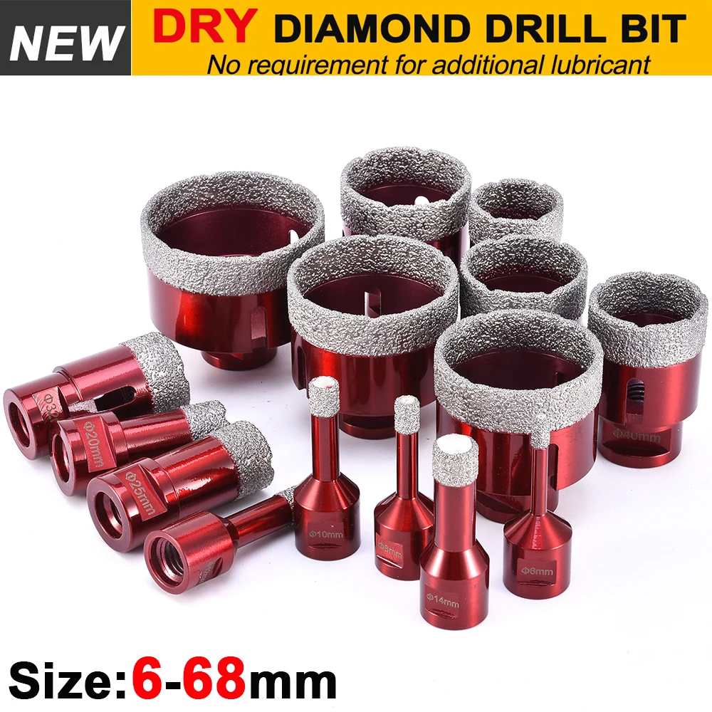 6mm-68mm Dry Diamond Drill Bits Vacuum Brazed Drill Sets Holesaw Cut For Porcelain Granite Tile Glass Ceramics Marble Drill Bits
6mm-68mm Dry Diamond Drill Bits Vacuum Brazed Drill Sets Holesaw Cut For Porcelain Granite Tile Glass Ceramics Marble Drill Bits