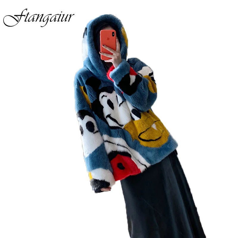 Ftangaiur New Pullover style Winter Mink Fur Coat Contrast Color With Hood Cartoon Mink Coat Women Medium Real Mink Fur Coats
Ftangaiur New Pullover style Winter Mink Fur Coat Contrast Color With Hood Cartoon Mink Coat Women Medium Real Mink Fur Coats