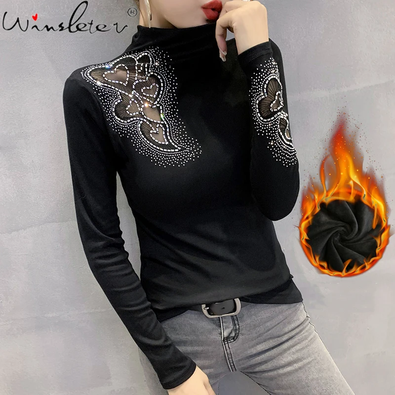 MadBlack Fall Winter European Clothes T-Shirt Sexy Diamonds Love Women Cotton Tops With Fleece Bottoming Shirt New Tees T1N414A
MadBlack Fall Winter European Clothes T-Shirt Sexy Diamonds Love Women Cotton Tops With Fleece Bottoming Shirt New Tees T1N414A