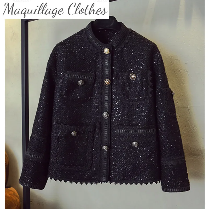 2021 Spring Autumn Women's High-end quality tweed coat Fashion women elegant pockets coat C002 
2021 Spring Autumn Women's High-end quality tweed coat Fashion women elegant pockets coat C002