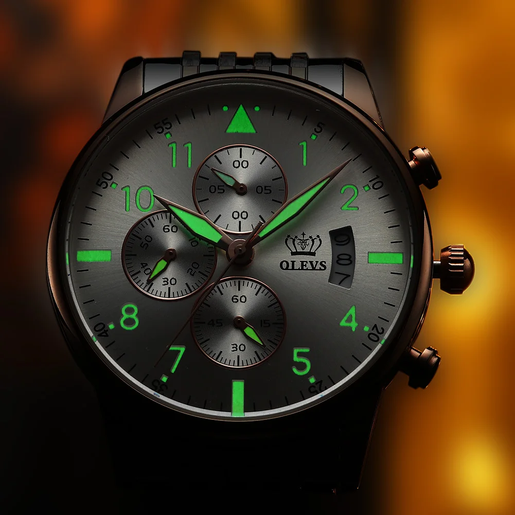 OLEVS watches hot-selling multi-function chronograph quartz watch luminous waterproof men's watch
OLEVS watches hot-selling multi-function chronograph quartz watch luminous waterproof men's watch