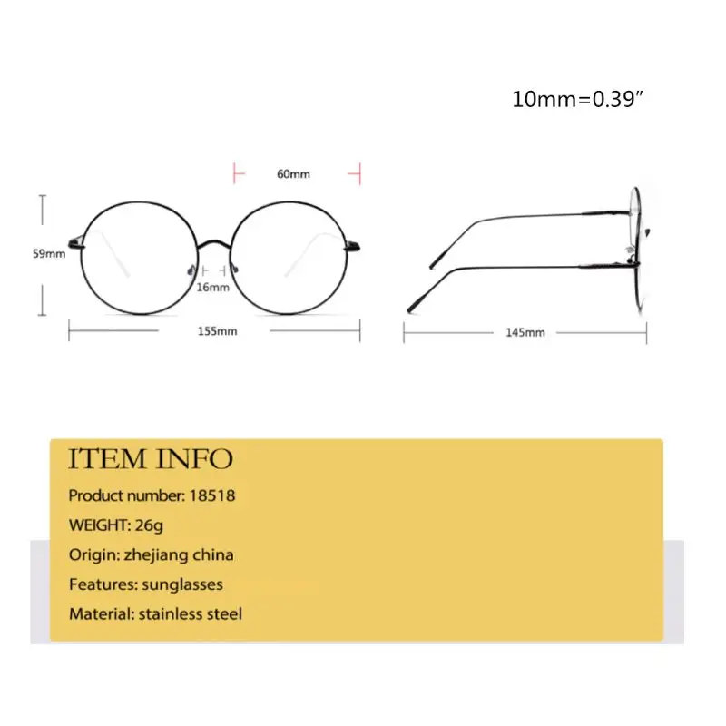 1 Pair Round Metal Full Frame Glasses Thin-Frame Ladies Glasses Decorative Accessories H9ED
1 Pair Round Metal Full Frame Glasses Thin-Frame Ladies Glasses Decorative Accessories H9ED