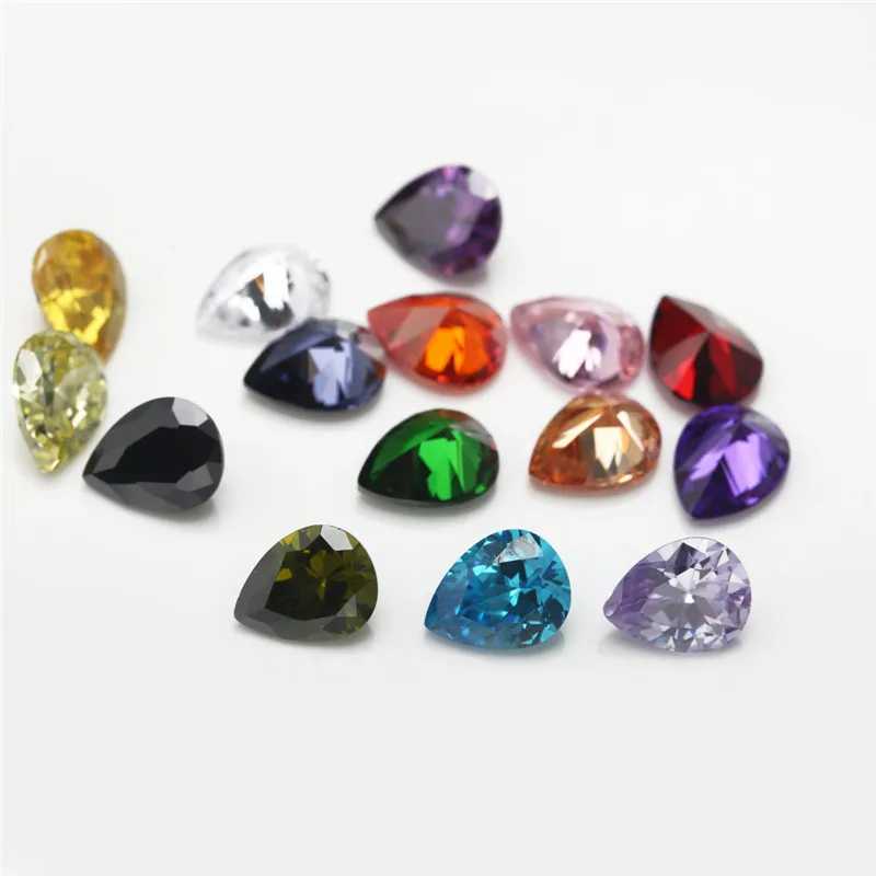 

1PC Per Colors Total 15pcs Size 4x6mm ~ 10x12mm Pear Shape Loose Cubic Zirconia Stone CZ Mix stone