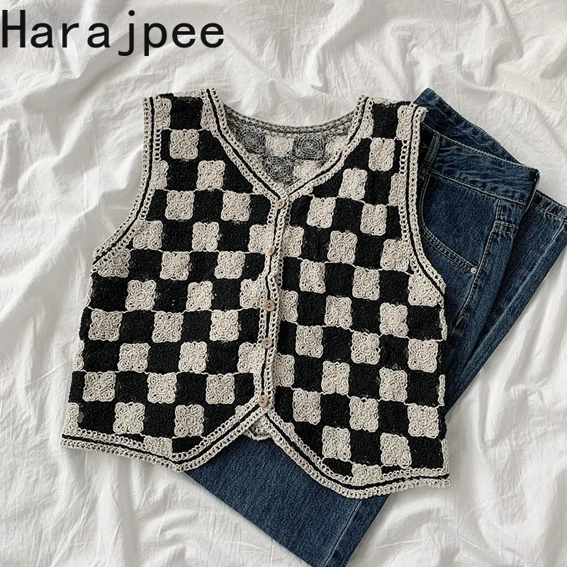 Женский клетчатый жилет Harajpee в стиле ретро, с контрастным V-образным вырезом, без рукавов, короткий кардиган, топ, весна-осень 2021
Женский клетчатый жилет Harajpee в стиле ретро, с контрастным V-образным вырезом, без рукавов, короткий кардиган, топ, весна-осень 2021