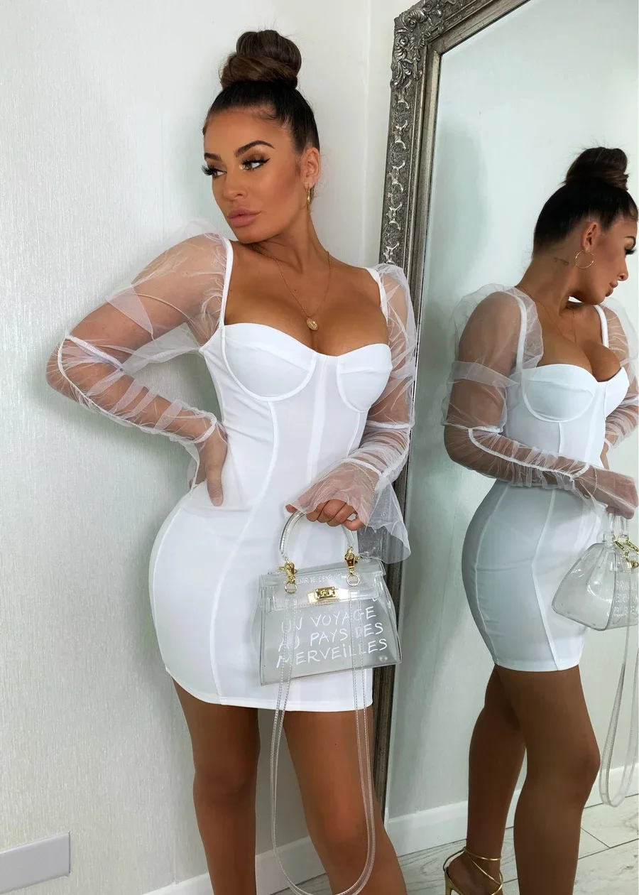 European and American Sexy Breast-wrapped Stitching Mesh Sleeves Nightclub Style Fashion Slim Sexy Dress Short Prom Dress Cupshe
European and American Sexy Breast-wrapped Stitching Mesh Sleeves Nightclub Style Fashion Slim Sexy Dress Short Prom Dress Cupshe