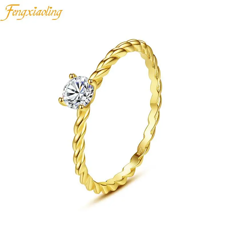 Real 100% 925 Sterling Silver Ins Golden Twist Zircon Wedding Bands Simple Thin Women Rings Fine Jewelry Cute Accessories Gift
Real 100% 925 Sterling Silver Ins Golden Twist Zircon Wedding Bands Simple Thin Women Rings Fine Jewelry Cute Accessories Gift
