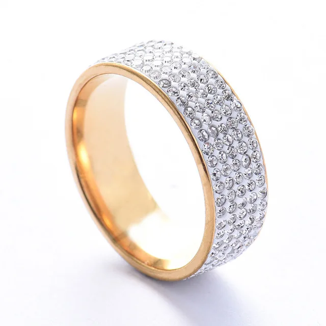 Stainless Steel 5 Row Diamond Ring European and American Diamond Ring Trendy Titanium Steel Ring Jewelry 
Stainless Steel 5 Row Diamond Ring European and American Diamond Ring Trendy Titanium Steel Ring Jewelry