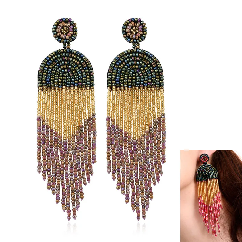 Fashion Women Ethnic Style Earrings Hand-Beaded Colored Boho Retro Heart-shaped Tassel Drop Earrings Jewelry
Fashion Women Ethnic Style Earrings Hand-Beaded Colored Boho Retro Heart-shaped Tassel Drop Earrings Jewelry