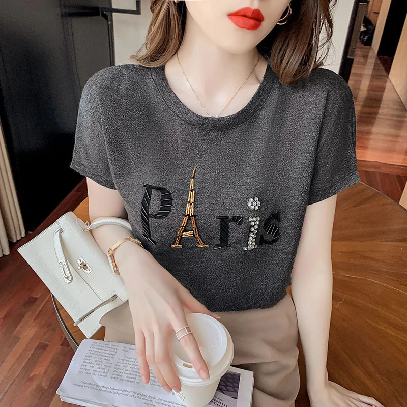 Korean Style Clothes Female t shirt summer O Neck knitting Ice silk short Sleeve t shirt Women Loose Tops Casual t shirts
Korean Style Clothes Female t shirt summer O Neck knitting Ice silk short Sleeve t shirt Women Loose Tops Casual t shirts