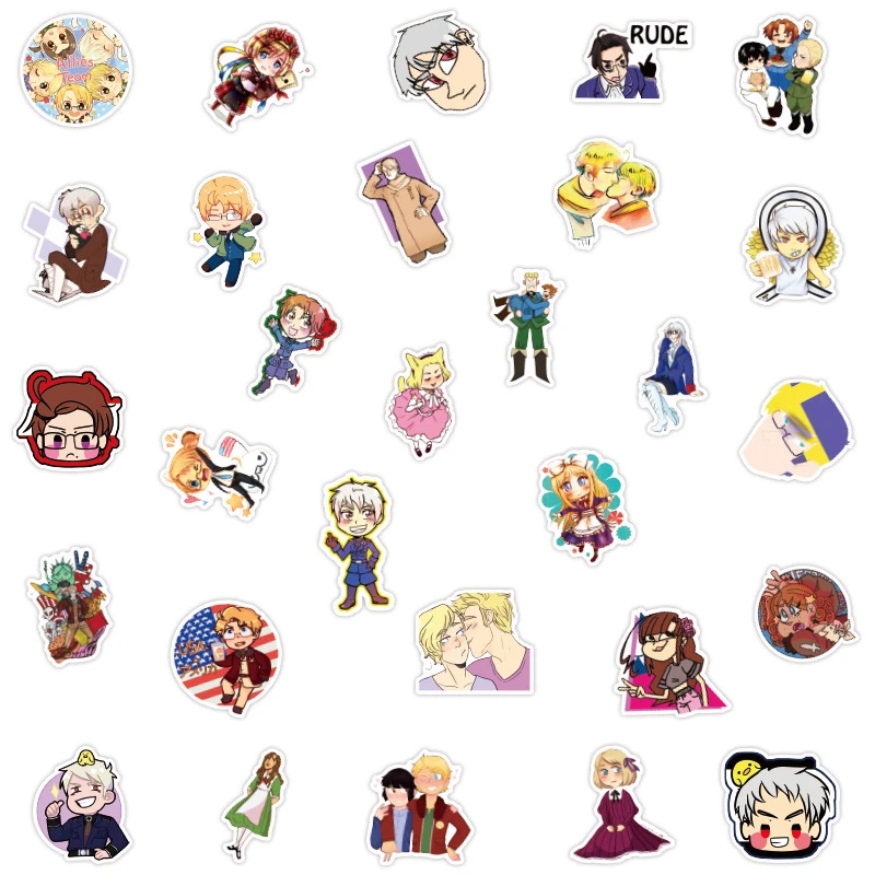 100 шт./компл. Hetalia стикер s аниме чемодан для скейтборда наклейка на ноутбук