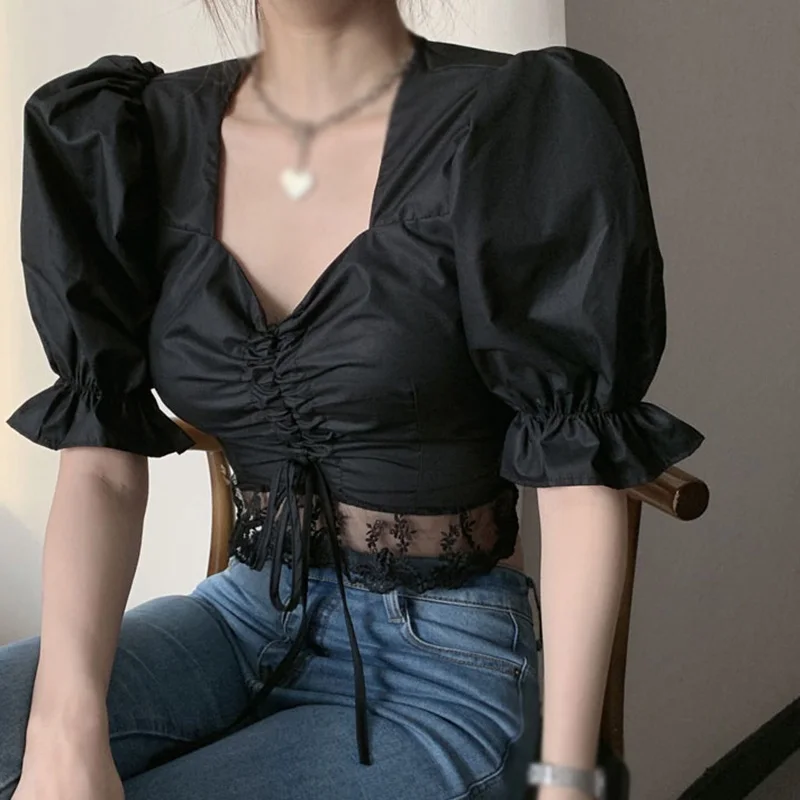 Jlong Women Sexy V Neck Lace Sweet Slim Sexy Chiffon Short Sleeve Solid Shirt Blouses
Jlong Women Sexy V Neck Lace Sweet Slim Sexy Chiffon Short Sleeve Solid Shirt Blouses