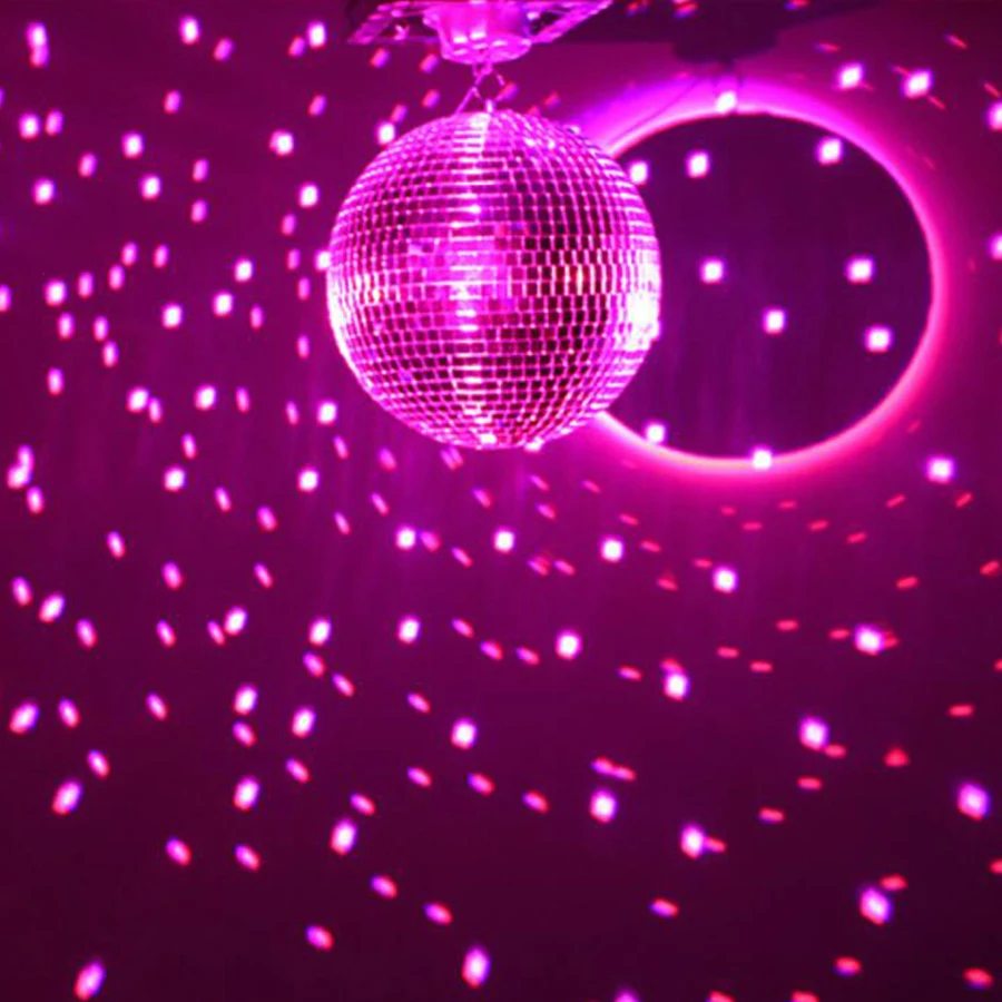 Dia25CM 30CM Sliver Reflection Glass Mirror Disco Ball With Remote Control 10W RGB Beam Pinspot Lamps Home Party KTV Disco Light