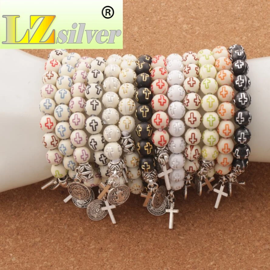 20PCS Saint Benedict Evil Protection Cross Charm Spring Beaded Bracelets 14Colors Acrylic Hollow Cross 8mm Round Bracelet BB45
20PCS Saint Benedict Evil Protection Cross Charm Spring Beaded Bracelets 14Colors Acrylic Hollow Cross 8mm Round Bracelet BB45