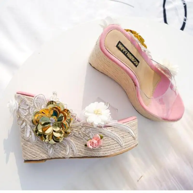 12 Cm Wedges Heel Sandal Women High Heel Platform Women Sandals Flower Transparent Women's Shoes
12 Cm Wedges Heel Sandal Women High Heel Platform Women Sandals Flower Transparent Women's Shoes
