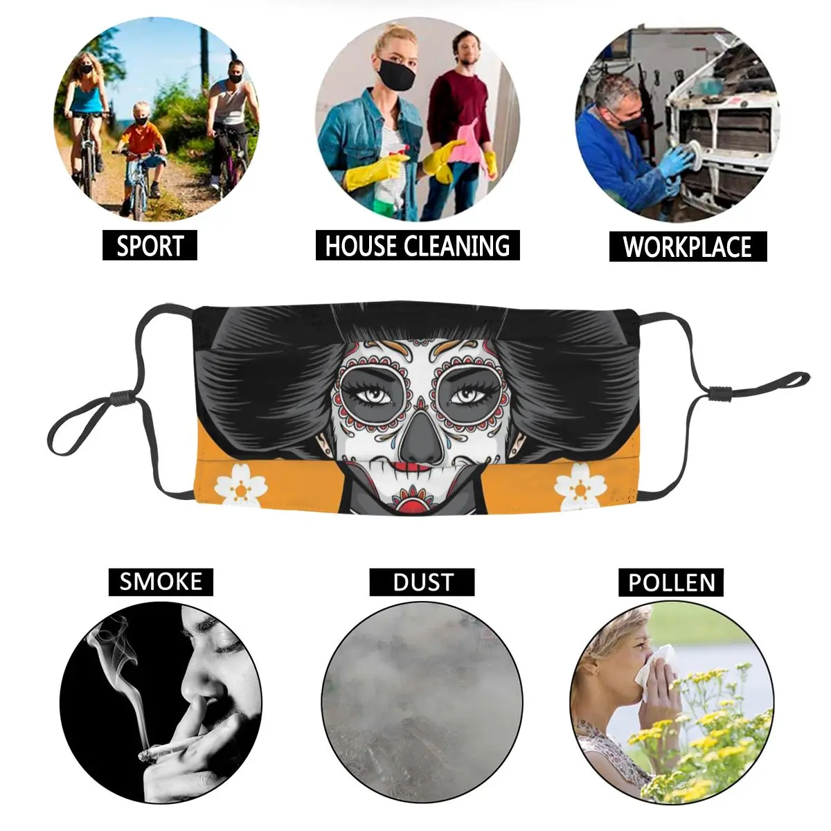 Skull Geisha Men Women Reusable Mouth Face Mask Japanese Woman Anti Haze Anti Dust Protection Cover Respirator Mouth Muffle
Skull Geisha Men Women Reusable Mouth Face Mask Japanese Woman Anti Haze Anti Dust Protection Cover Respirator Mouth Muffle