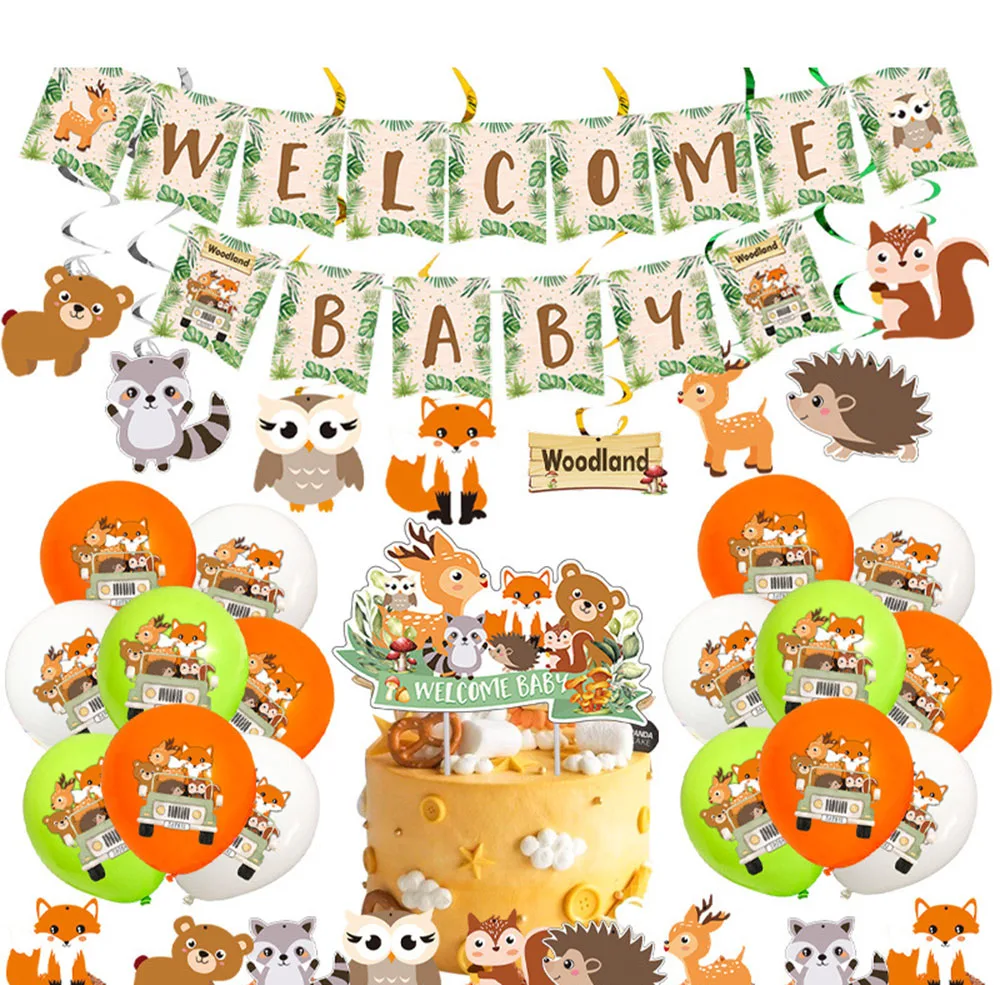 Woodland Theme Birthday Decoration Banner Happy Birthday Banner Flags Cupcake Topper Balloons Party Supplies
Woodland Theme Birthday Decoration Banner Happy Birthday Banner Flags Cupcake Topper Balloons Party Supplies