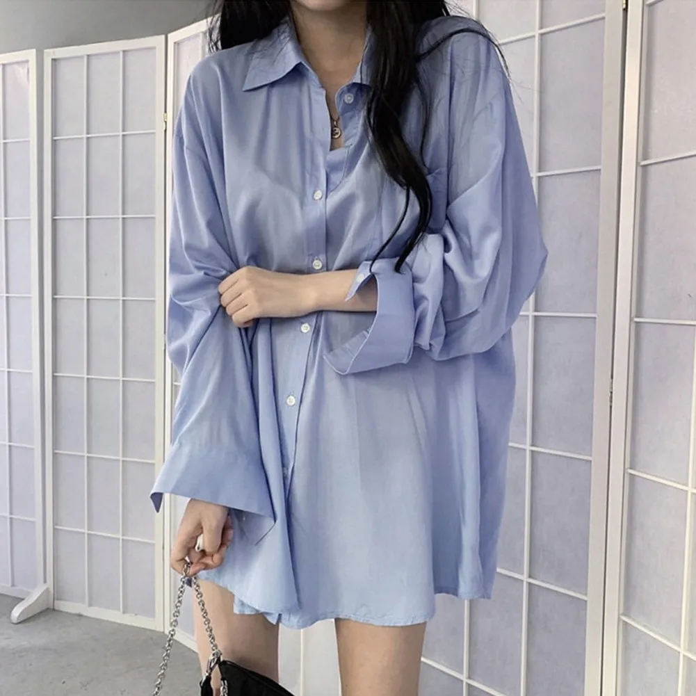 Women Korean Sunscreen Solid Long-Sleeved Thin BF Style Loose Mid-Length Shirt Long Sleeve Shirt Party Style
Women Korean Sunscreen Solid Long-Sleeved Thin BF Style Loose Mid-Length Shirt Long Sleeve Shirt Party Style