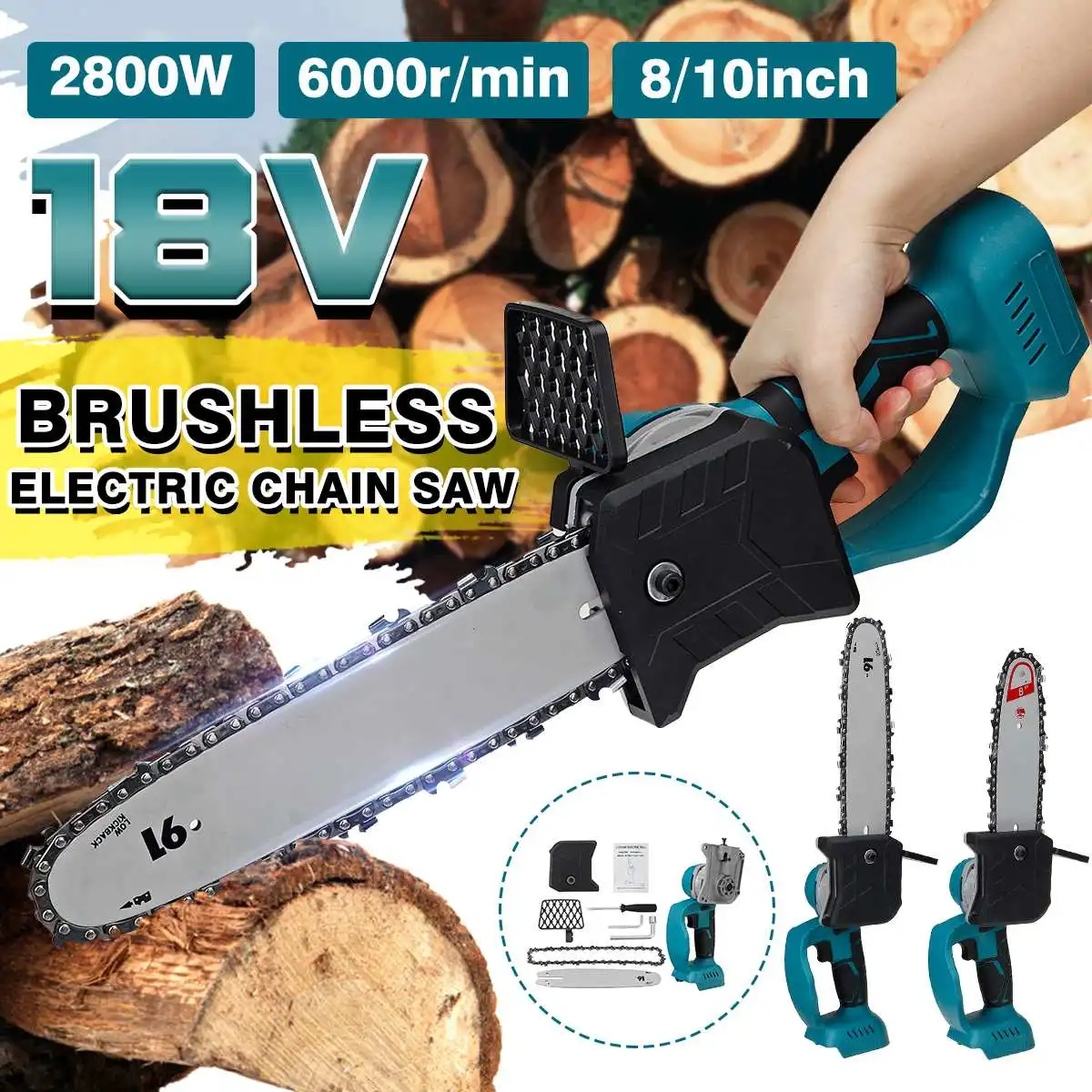 BLMIATKO 2800W 10 inch 8 Inch Electric Saw Chainsaw Rechargeable Brushless Woodworking Cutter Garden Tool For Makita 18V Battery
BLMIATKO 2800W 10 inch 8 Inch Electric Saw Chainsaw Rechargeable Brushless Woodworking Cutter Garden Tool For Makita 18V Battery