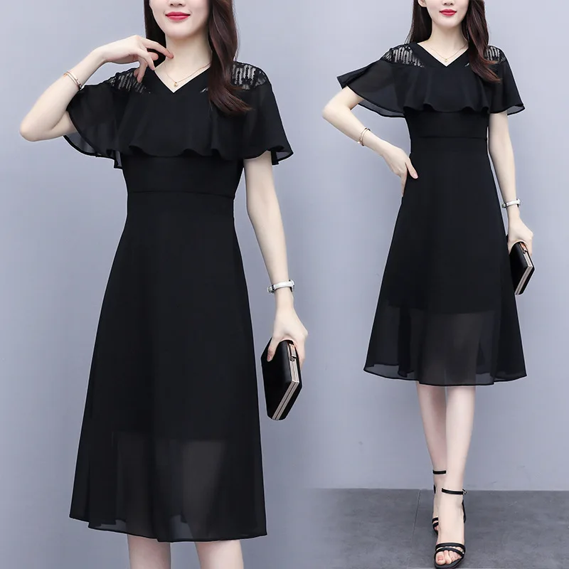 Large Size Dress 2020 Summer New Style Western Style Short Sleeve Retro Elegant Waist Hugging Slimming Mid-length Chiffon Dress
Large Size Dress 2020 Summer New Style Western Style Short Sleeve Retro Elegant Waist Hugging Slimming Mid-length Chiffon Dress