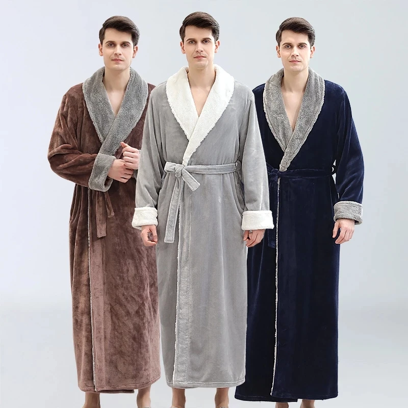 Winter Warm Men's Bathrobes Solid V Neck Long Sleeve Soft Flannel Robes with Sashes Terry Sleepwear Thick Home Clothes for Male
Winter Warm Men's Bathrobes Solid V Neck Long Sleeve Soft Flannel Robes with Sashes Terry Sleepwear Thick Home Clothes for Male