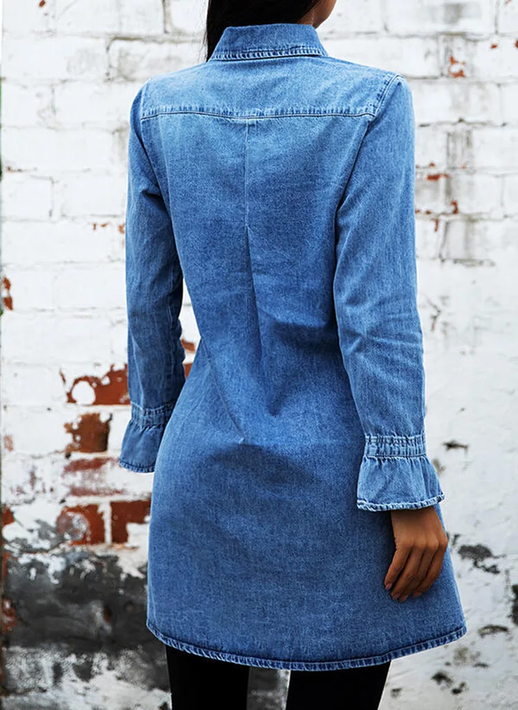 Spring/Autumn Slim Denim Dress Women Blouses Streetwear Solid Single Breasted Pockets Shirt Ladies Stylish Sexy Jeans Tops
Spring/Autumn Slim Denim Dress Women Blouses Streetwear Solid Single Breasted Pockets Shirt Ladies Stylish Sexy Jeans Tops