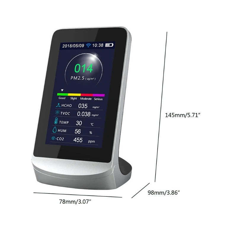 DM72B WIFI Multi-Function Air Quality Monitor WIFI Connect to Phone Analyzer Formaldehyde Detector CO2 PM2.5 TVOC indoor
DM72B WIFI Multi-Function Air Quality Monitor WIFI Connect to Phone Analyzer Formaldehyde Detector CO2 PM2.5 TVOC indoor