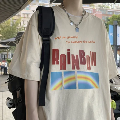 han Men's summer couple short-sleeved T-shirt simple printing loose all-match top
han Men's summer couple short-sleeved T-shirt simple printing loose all-match top