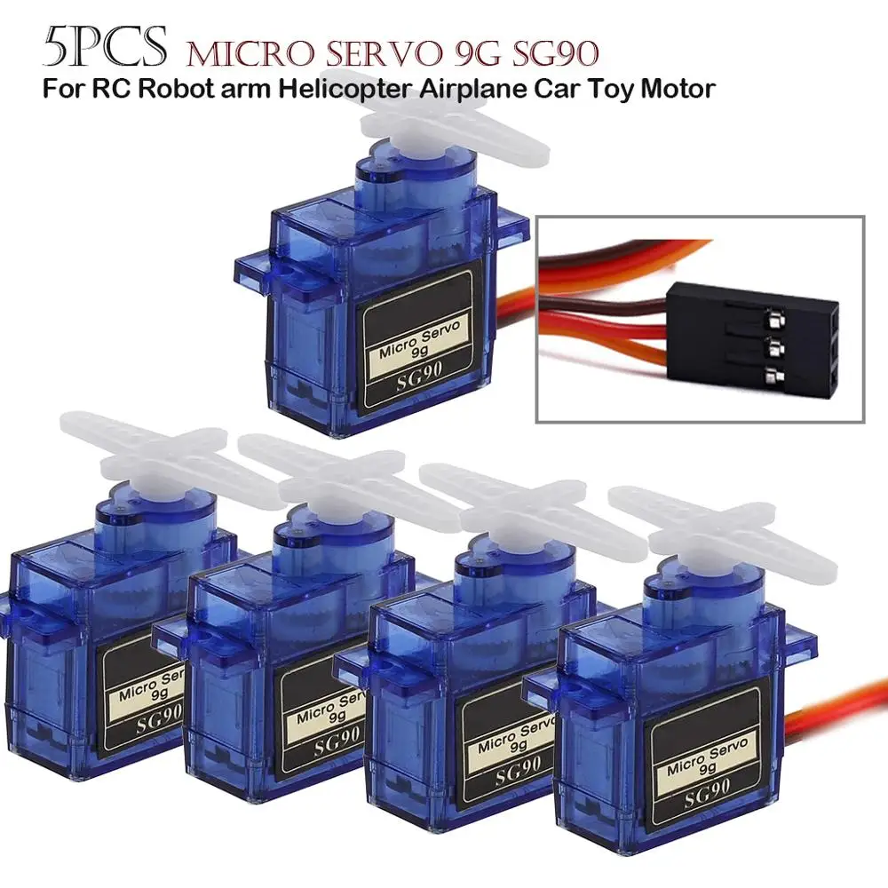 5Pcs Classic Micro Servos 9g SG90 Mini Steering Gear for RC 450 Helicopters Airplane Robot
5Pcs Classic Micro Servos 9g SG90 Mini Steering Gear for RC 450 Helicopters Airplane Robot
