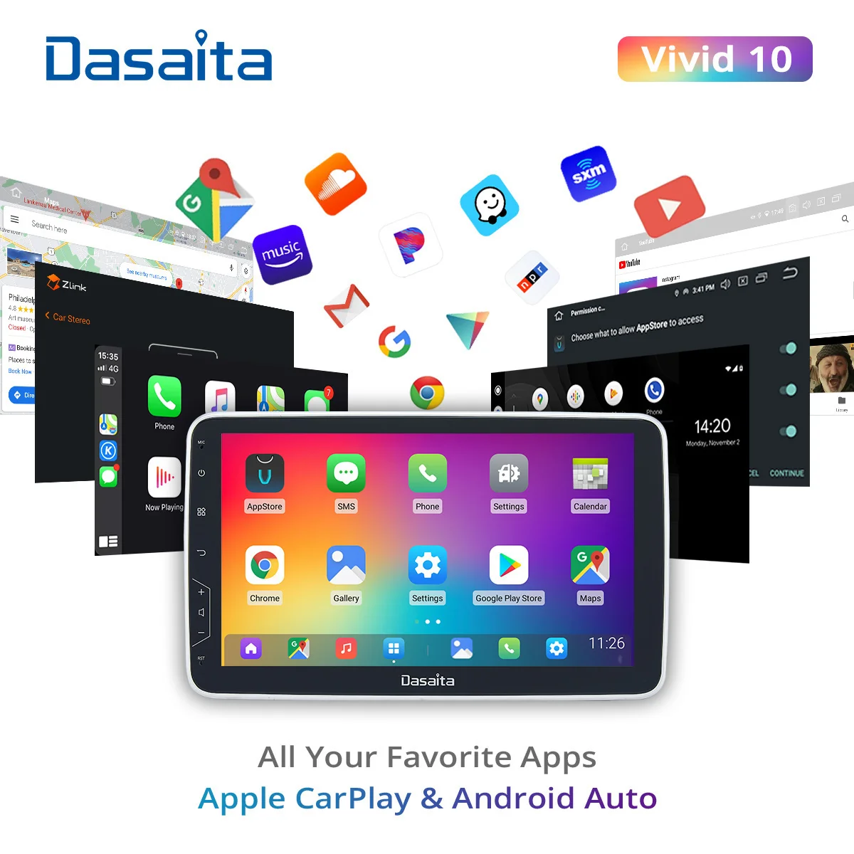 Автомобильный мультимедийный плеер Dasaita на Android с GPS для Volkswagen Nissan Hyundai Kia toyota Chevrolet