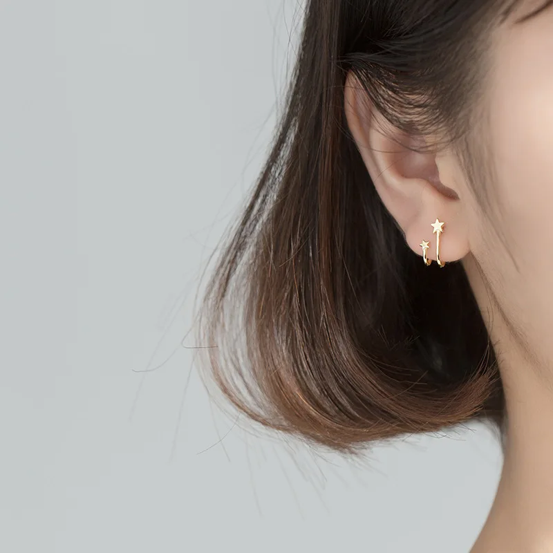 Korean Style 925 Sterling Silver Double Star Stud Earrings Funcation Bistratal Ear Clip Jewelry
Korean Style 925 Sterling Silver Double Star Stud Earrings Funcation Bistratal Ear Clip Jewelry